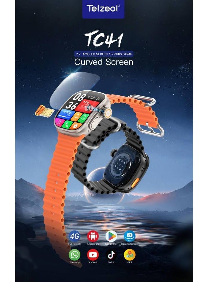 Telzeal Smart Watch TC41 4G Sim Curved Screen - Image 2